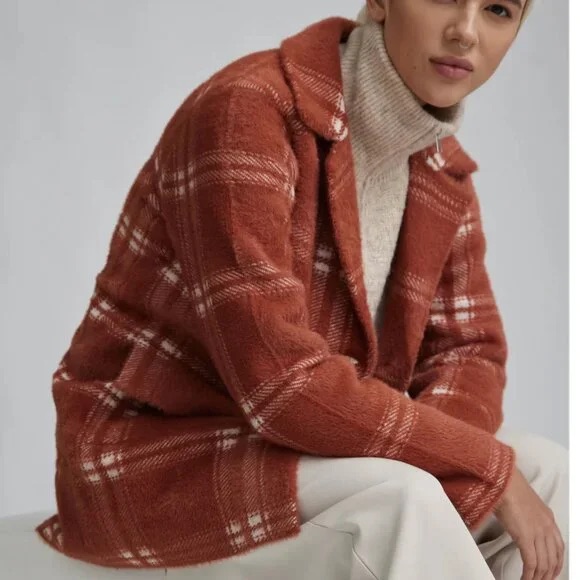 Nwt Anthropologie Nvlt Plaid Rust Jacket For Women Terracotta